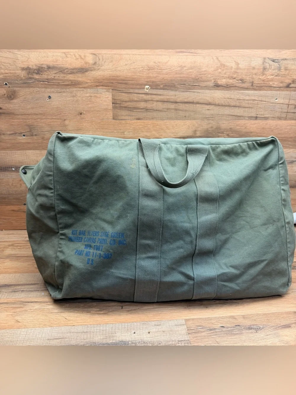 Military US Army Zipper Flyers Kit Vintage 1967 Canvas Duffel Bag i 22”x16”